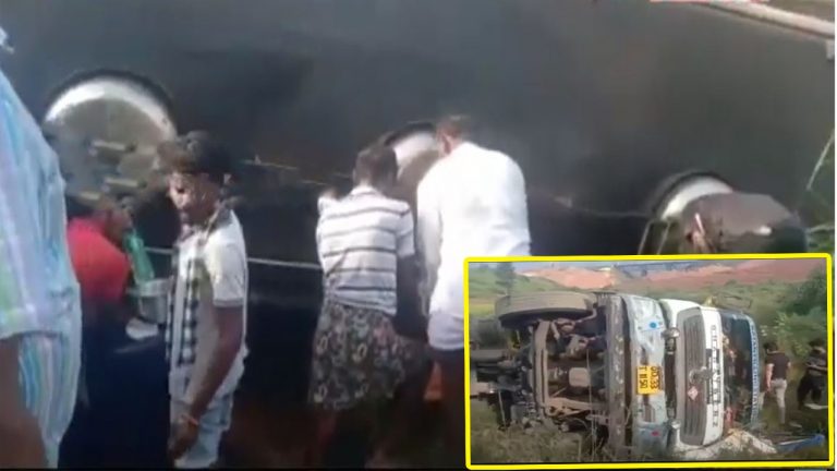 Locals Collect Diesel As Tanker Topples In Odisha’s Koraput