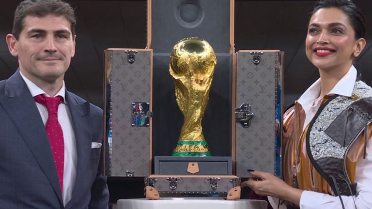 Deepika unveils World cup trophy