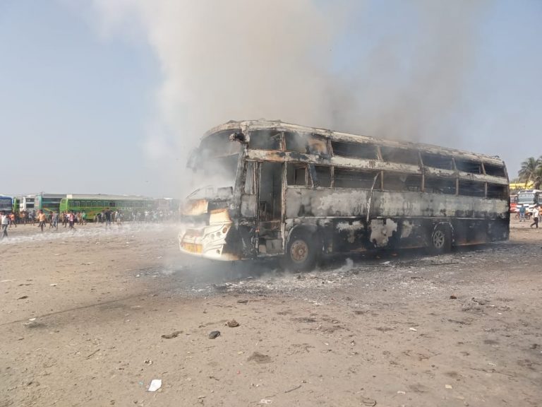[Watch] Private Bus Reduced To Ashes In Odisha Capital