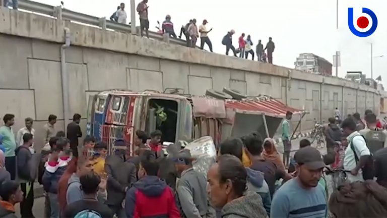 3 Injured As Stone-Laden Truck Falls Off Flyover In Odisha’s Bhadrak