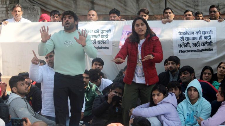Wrestlers protest