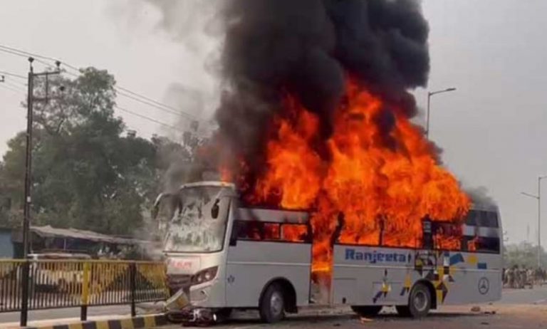 bus on fire