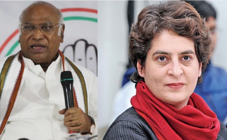 kharge + priyanka