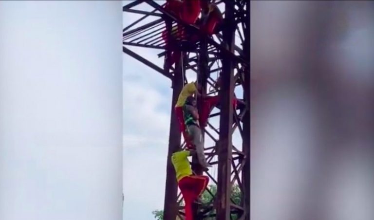 Man Climbs Atop Hoarding Tower In Bhubaneswar, Rescued