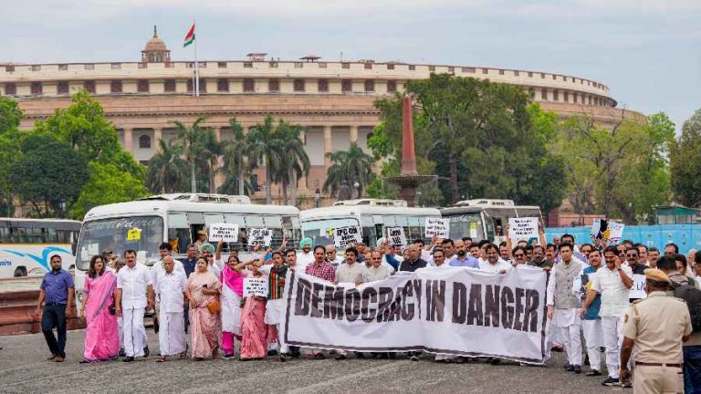 Opposition protest Rahul disqualification
