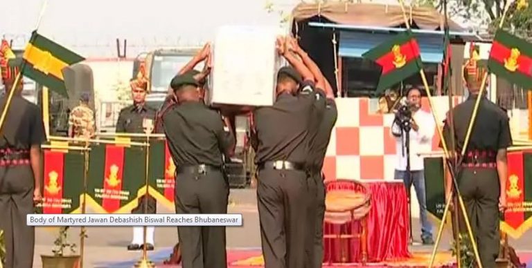 Guard Of Honour Given As Odia Jawan’s Body Reaches Bhubaneswar, Taken To Birthplace In Puri
