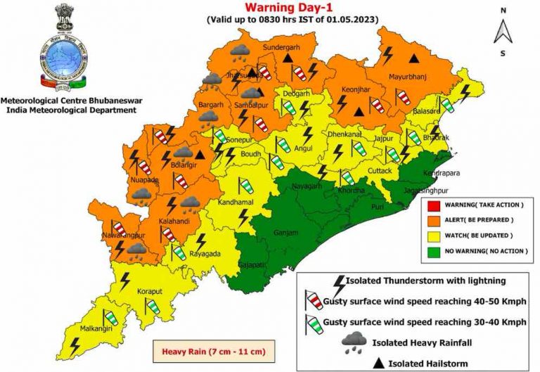 Orange Warning: Heavy Rainfall, Hail With Gusty Wind To Lash Odisha Till Tomorrow Morning