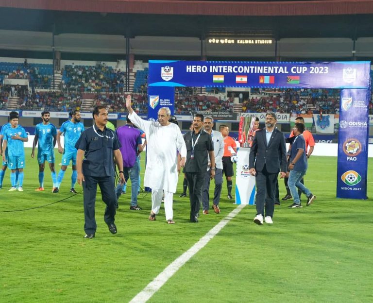 Odisha CM Attends India Match At Hero Intercontinental Cup In Bhubaneswar