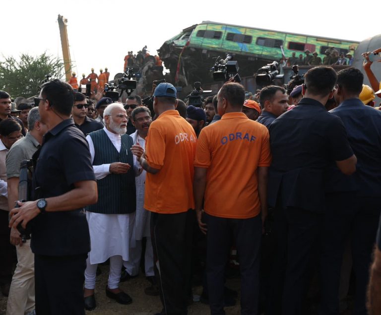 Modi at Balasore accident site