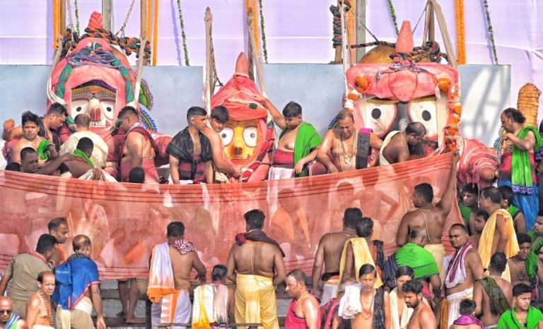 Lord Jagannath’s Bathing Ritual Performed In Puri On Snana Purnima