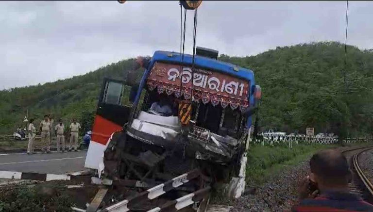 Bus Crashes Close To Rail Track In Odisha’s Sambalpur