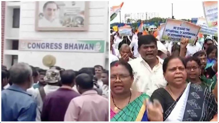 Congress Workers Hit Streets In Odisha Capital Over ‘Undemocratic’ Suspension Of Moquim, Biswal