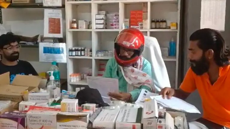 Pharmacist Wear Helmet To Health Centre In Odisha’s Balangir