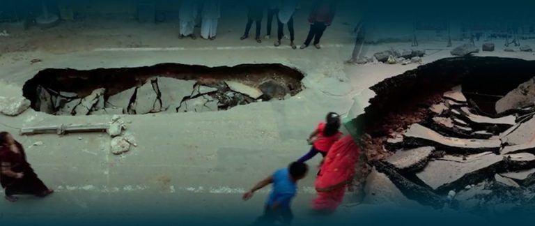 Road Caves In At Odisha’s Puri Affecting Vehicular Movement