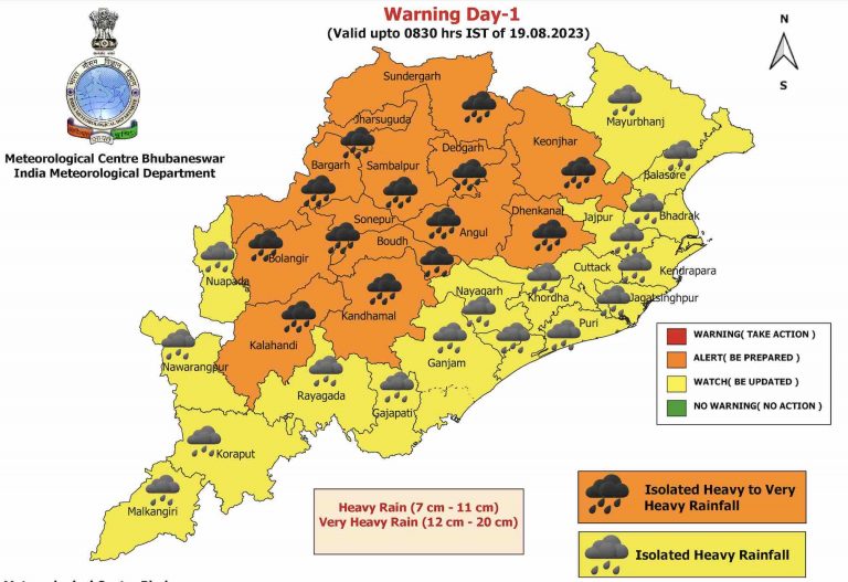 Very Heavy Rain To Lash 13 Districts In Odisha Today; Yellow Alert For Khurda, Cuttack & Puri