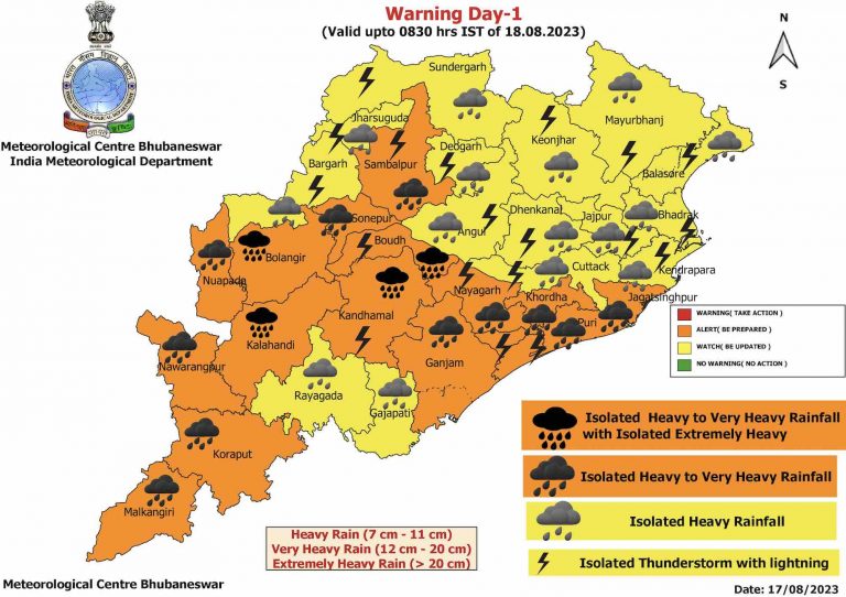 Extremely Heavy Rain Forecast For Odisha Today; Orange Alert For Puri, Khurda & 13 Other Districts