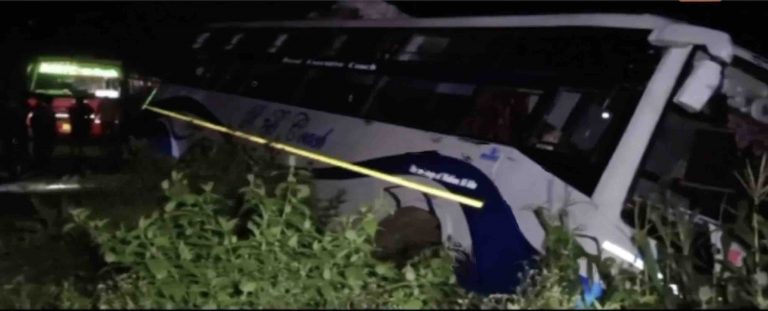 Close Shave For 35 Passengers As Bus From Berhampur Overturns In Odisha’s Gajapati
