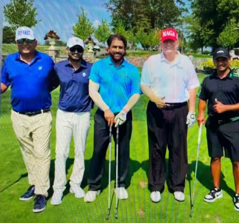 MS Dhoni Plays Golf With Former US President Donald Trump