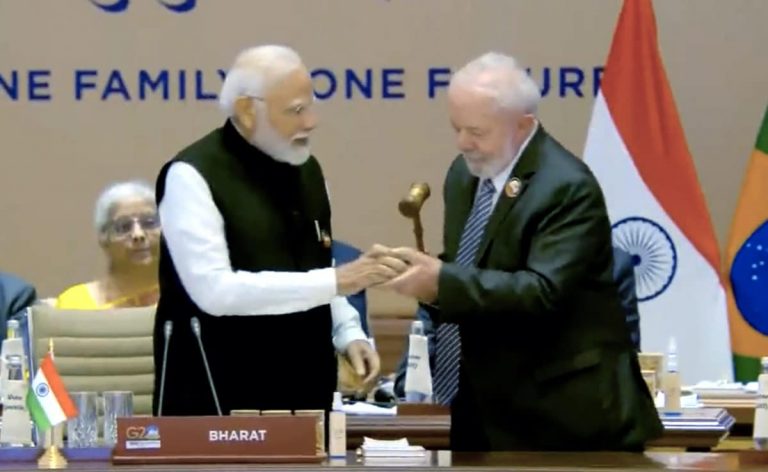 Modi hands over G20 gavel to Brazil president