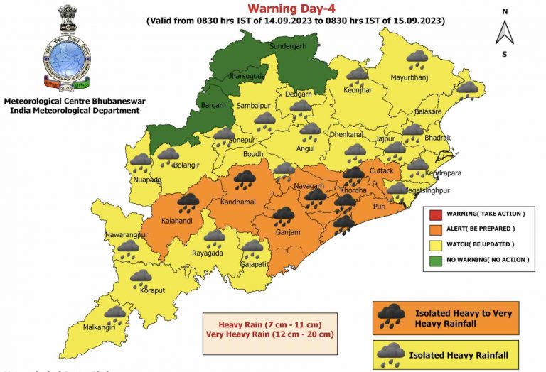Low Pressure Over Bay In 72 Hours; IMD Issues Orange Alert Of Very Heavy Rain For Odisha