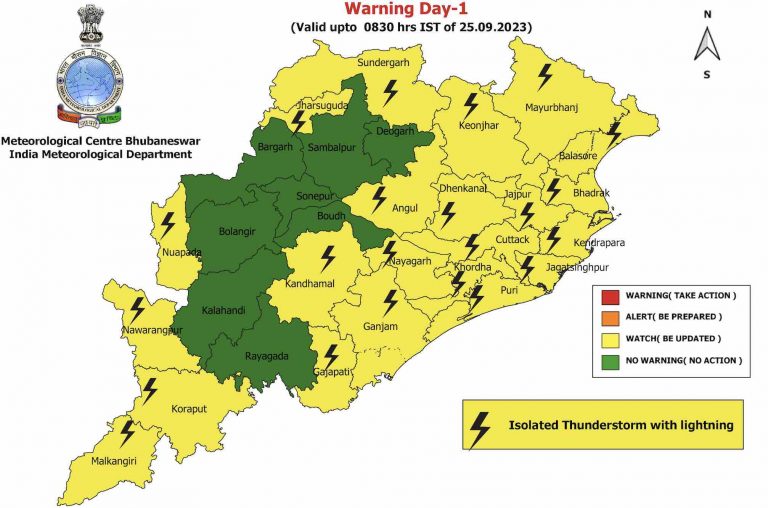 Rainfall Activity Dips In Odisha, Yellow Alert Of Thunderstorm For 2 Days