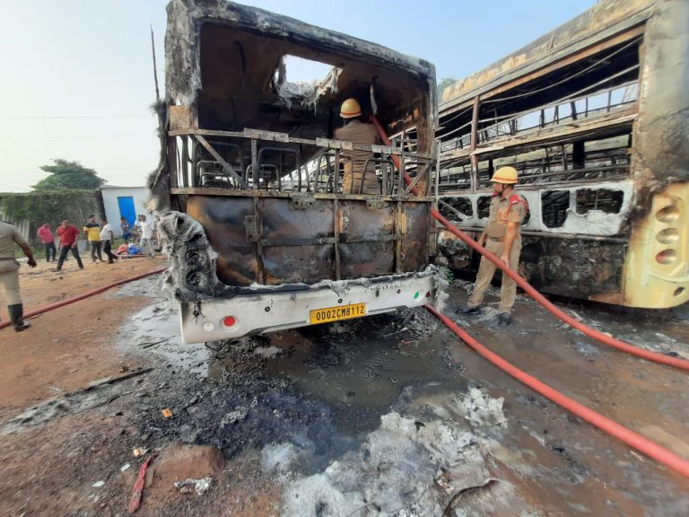 5 Buses Reduced To Ashes As Fire Erupts At A Garage In Bhubaneswar