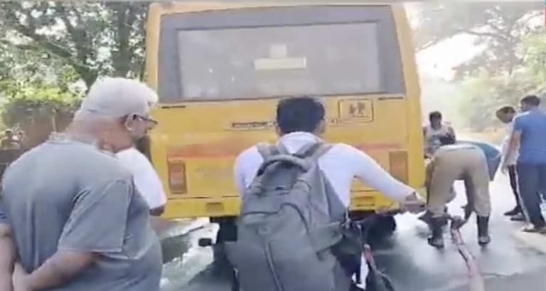 School Bus Catches Fire In Odisha’s Konark; Students Escape Unhurt