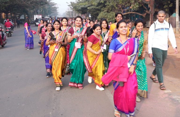 Women Employees Of Odisha’s KIIT Participate in ‘Pattathon’ Mini Marathon