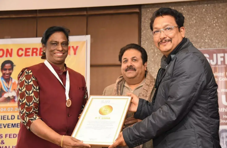 PT Usha Honoured With ‘Lifetime Achievement Award’ By SJFI & DSJA