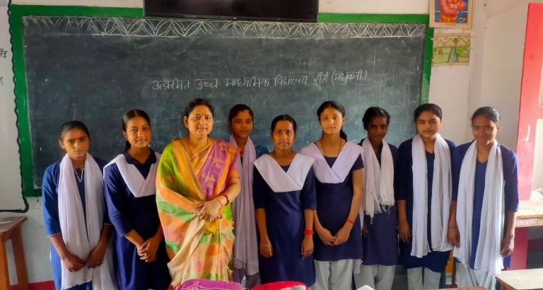 Chandana with her girl students