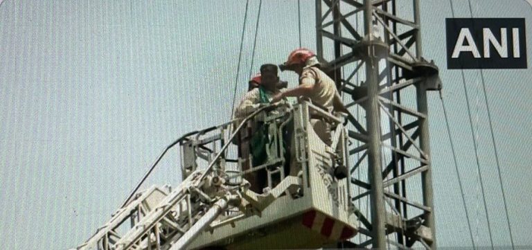 Tamil Nadu Farmers Climb Mobile Tower In Delhi; Carry Skulls With Them
