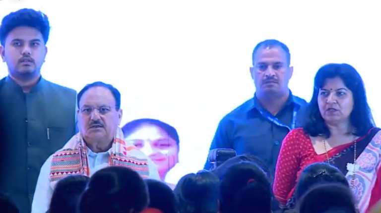 BJP President J P Nadda Attends Mahila Samavesh In Bhubaneswar After Arrival On 2-Day Odisha Visit