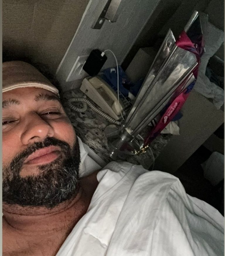 Rohit with WC trophy