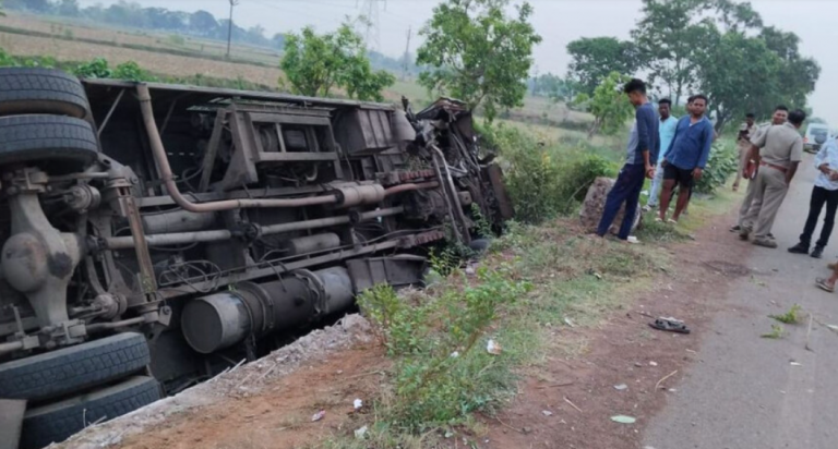 Driver Among 4 Critical As Bus Overturns In Odisha’s Khurda