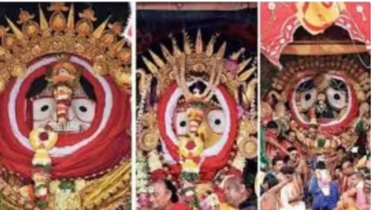 Lakhs Witness Suna Besha In Puri As Lord Jagannath & Siblings Dazzle In Gold Ornaments