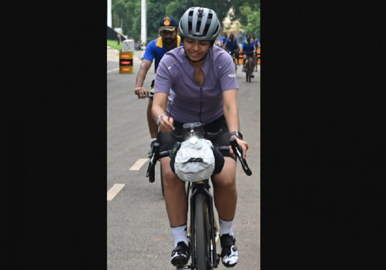 Vedangi Sets Out From INS Chilika On Bicycle To Circumnavigate World In Record Time