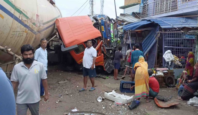 5 Die As Oil Tanker Crashes Into Tea Stall After Collision With Bus In Odisha’s Ganjam