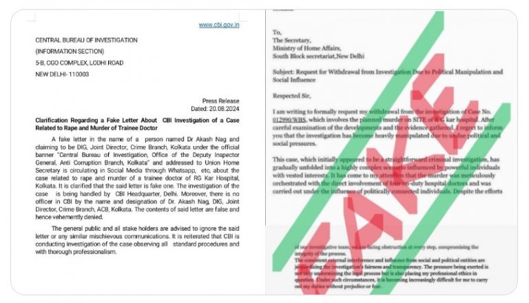 Kolkata Doctor Rape-Murder Case: CBI Cautions About Fake Letter On Social Media