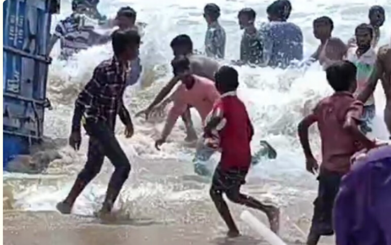 Shipping Container Found On Odisha’s Puri Beach Looted By Locals