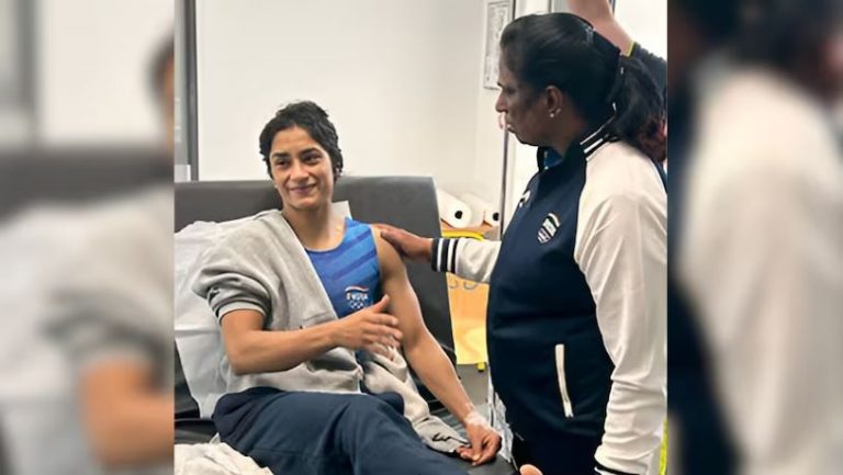Usha visits Vinesh Phogat in hospital
