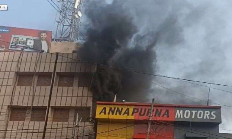 Massive Fire Destroys EV Showroom In Odisha’s Berhmapur City