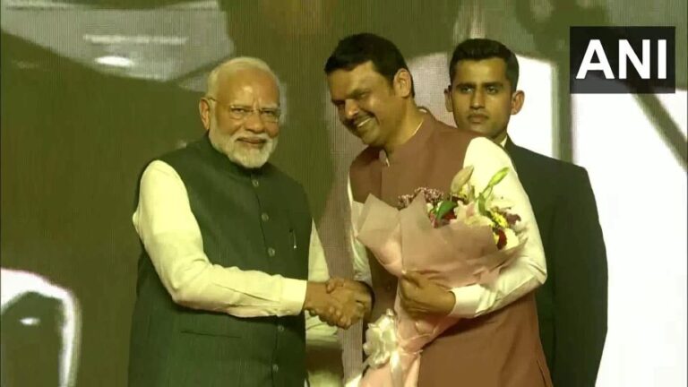 Fadnavis with PM Modi after taking oath