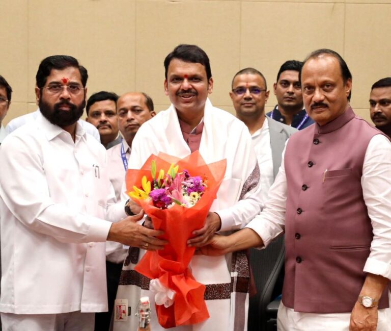 Fadnavis with deputies Shinde & Ajit pawar