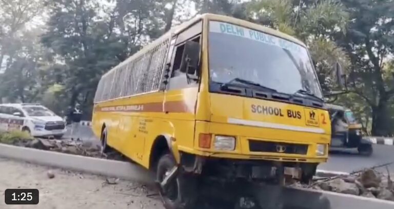 Close Shave For 50 Students As School Bus Rams Divider In Odisha’s Rourkela