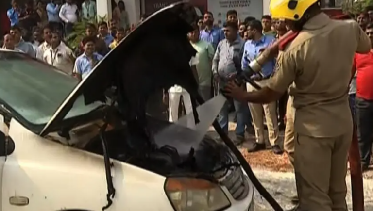 Close Shave For 2 After Odisha Govt Vehicle Catches Fire In Bhubaneswar
