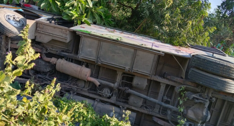 Bus Overturns After Hitting Pedestrian In Odisha’s Bhadrak, 1 Killed, 10 Injured