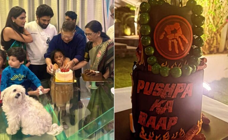 Allu Arjun Celebrates Father’s 76th Birthday With ‘Pushpa Ka Baap’ Cake