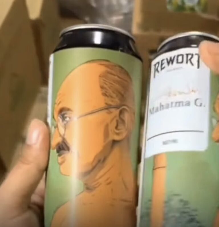 Mahatma Gandhi on beer can