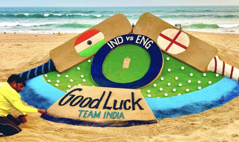 Sudarsan Pattnaik Extends Best Wishes To Team India For Barabati ODI With Sand Art
