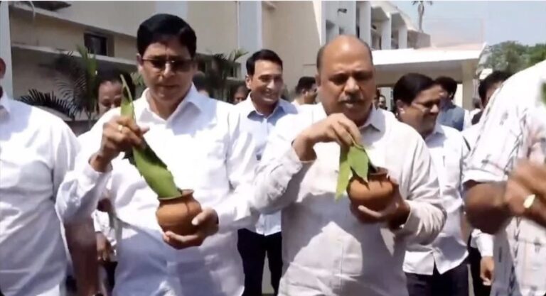 BJD Legislators Purify Odisha Assembly Premises With ‘Gangajal’ Over Police Entry